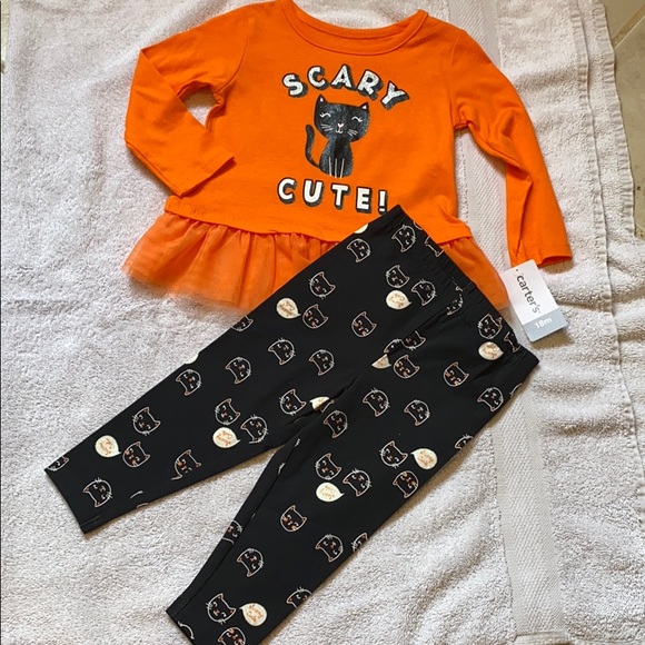 🎃 New Carter’s Halloween Scary & Cute Cat Top & Legging Set - Picture 4 of 11